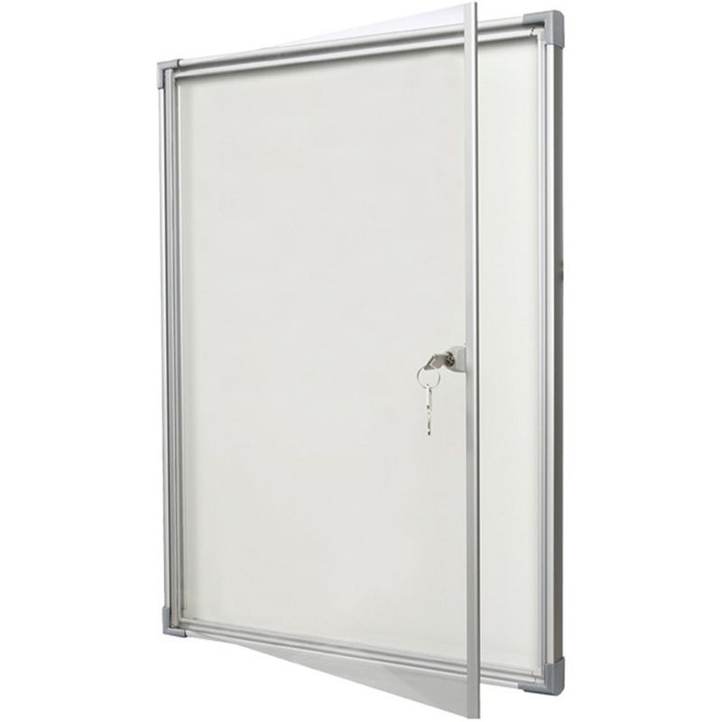 Vitrine d'affichage intérieur extra plate à porte battante plexiglas acier