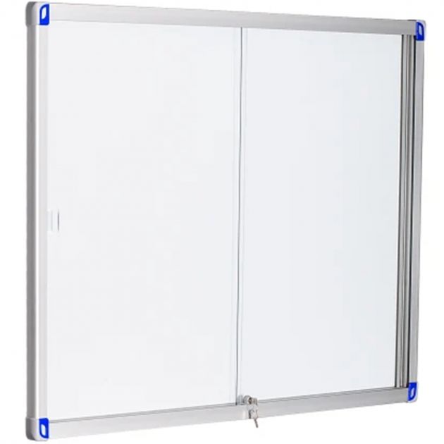 Vitrine d'affichage intérieur Leaf à porte coulissante en verre en acier