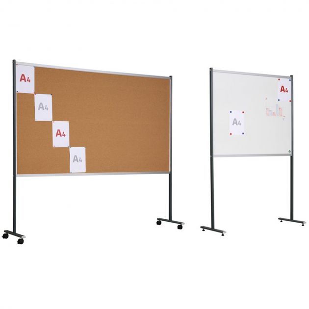 Panneau affichage mobile, double face mixte (feutres et liege)