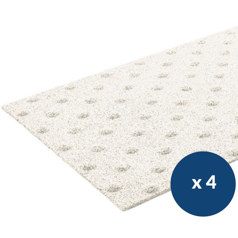 Bande podotactile extérieur en résine à coller 40 x 60 cm lot de 4 blanc