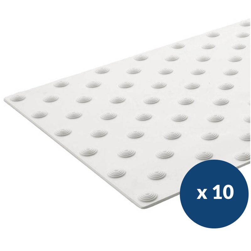 Bande podotactile extérieur à coller en résine 40 x 82 cm x 10 blanc