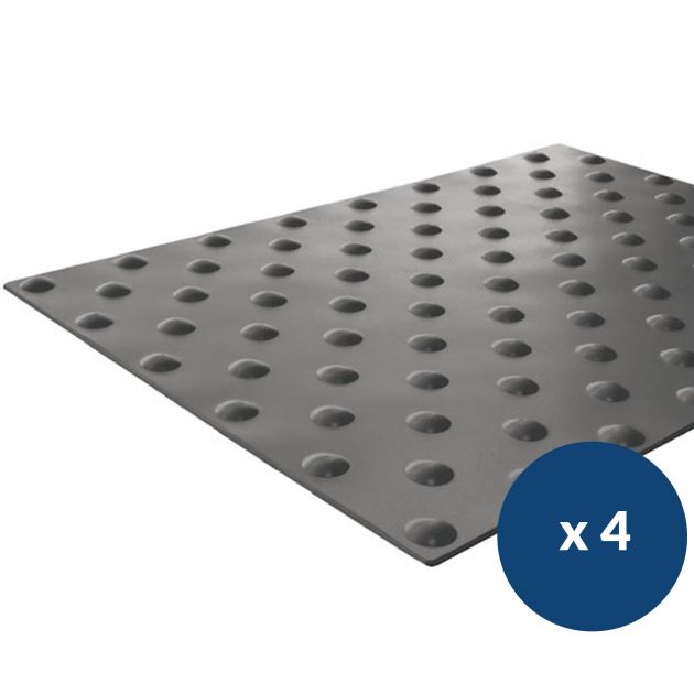 Bande podotactile intérieur adhésive en résine 40 x 60 cm x 4 gris anthracite