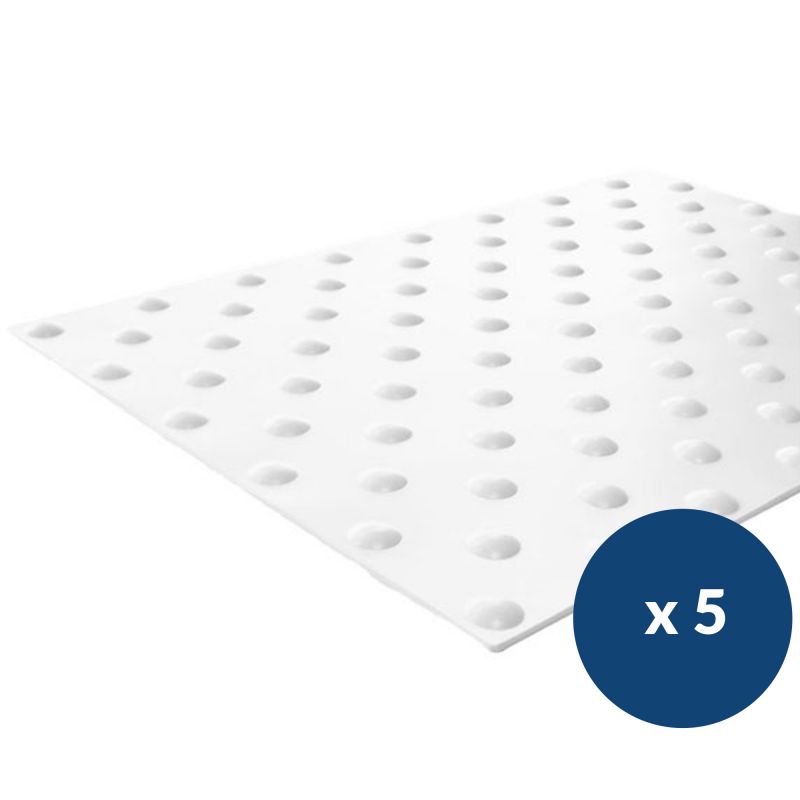 Bande podotactile intérieur adhésive en résine 40 x 140 cm x 5 blanc