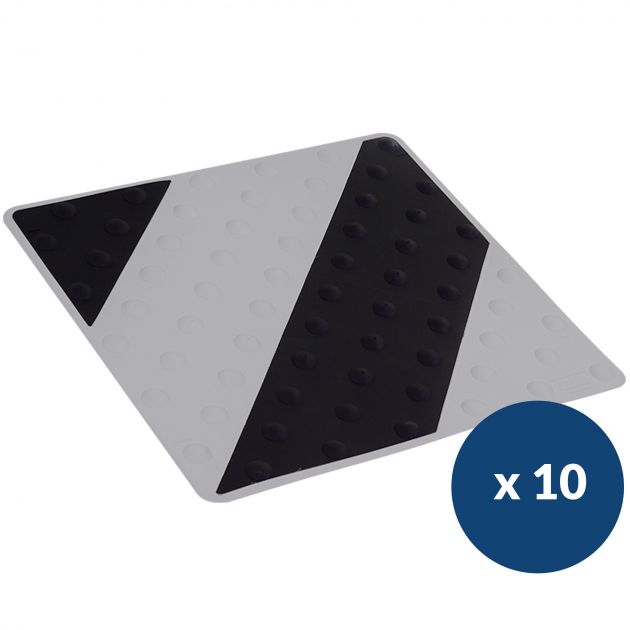 Dalle podotactile bicolore en polyuréthane à coller 42 x 45,8 cm x 10 noir gris