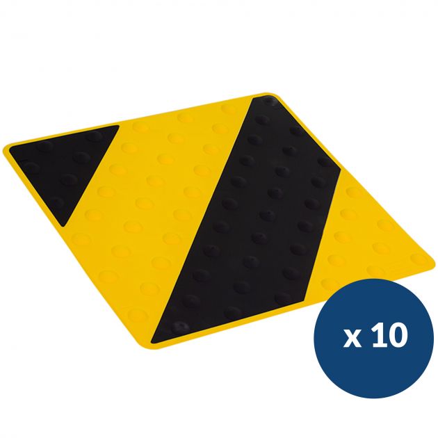Dalle podotactile bicolore en polyuréthane à coller 42 x 45,8 cm x 10 noir jaune