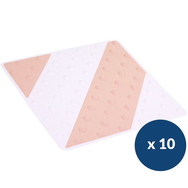 Dalle podotactile bicolore en polyuréthane à coller 42 x 45,8 cm x 10 ivoire blanc