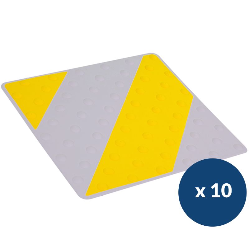 Dalle podotactile bicolore en polyuréthane à coller 42 x 45,8 cm x 10 jaune gris