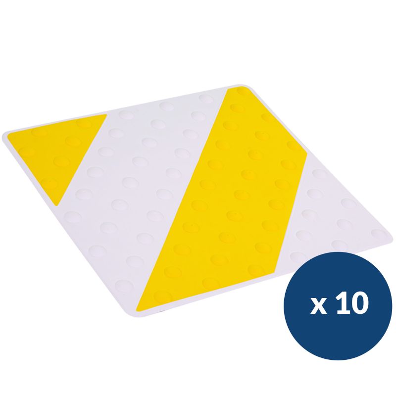 Dalle podotactile bicolore en polyuréthane à coller 42 x 45,8 cm x 10 jaune blanc