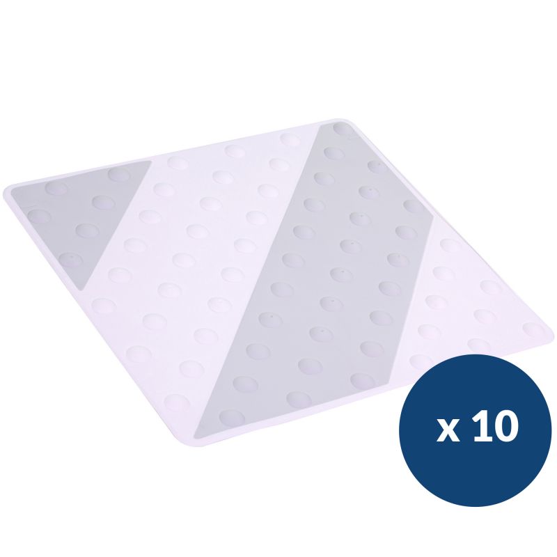 Dalle podotactile bicolore en polyuréthane à coller 42 x 45,8 cm x 10 gris blanc