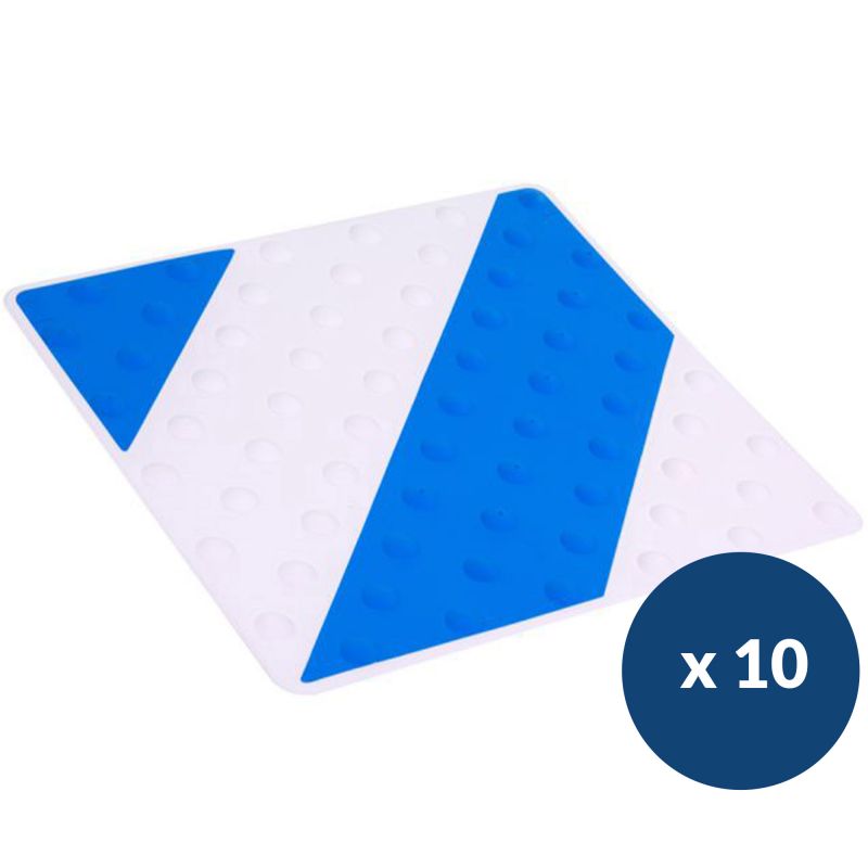 Dalle podotactile bicolore en polyuréthane à coller 42 x 45,8 cm x 10 bleu blanc