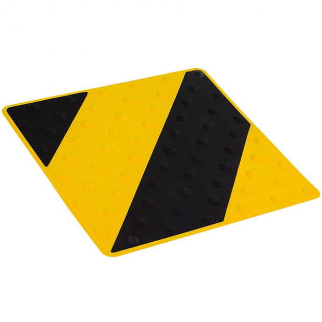 Dalle podotactile bicolore en polyuréthane à coller 42 x 45,8 cm noir jaune