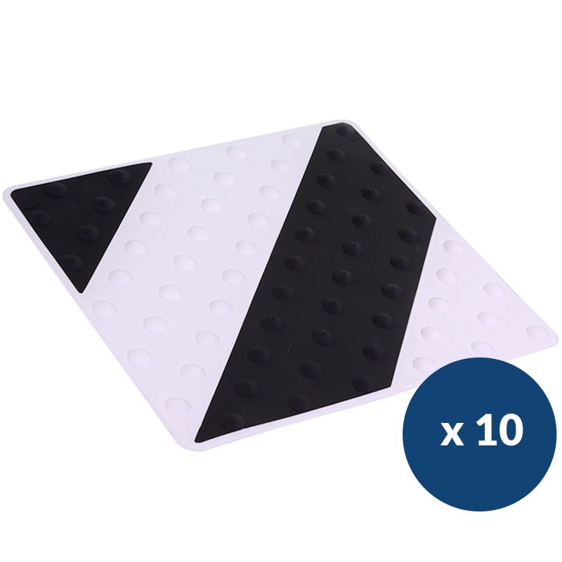 Dalle podotactile bicolore en polyuréthane à coller 42 x 45,8 cm x 10 noir blanc