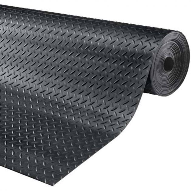 Tapis caoutchouc diamant 3 mm noir rouleau 1000 x 150 cm