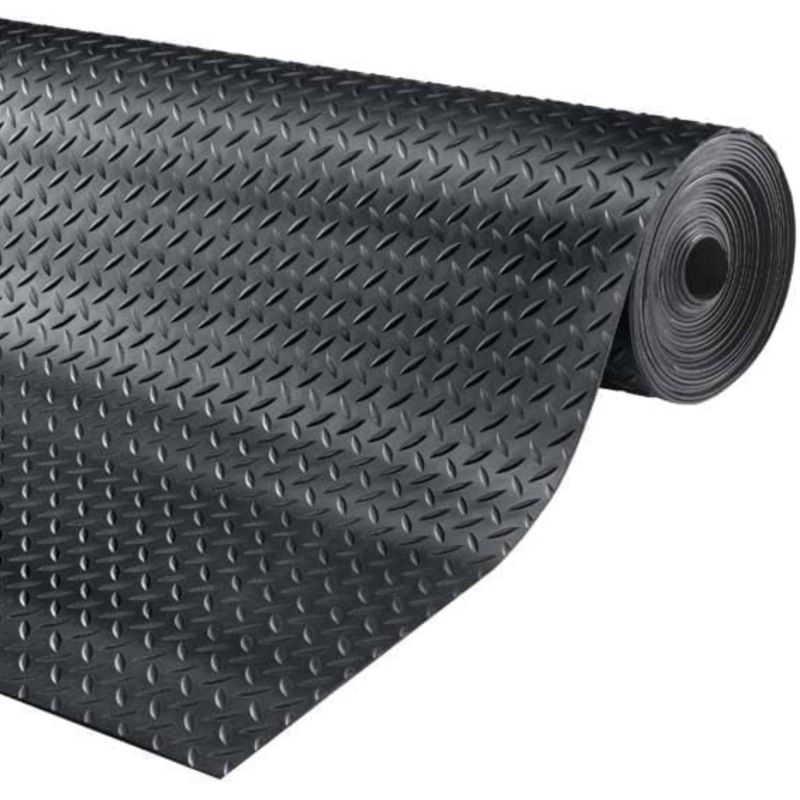 Tapis caoutchouc diamant 3 mm noir rouleau 1000 x 150 cm