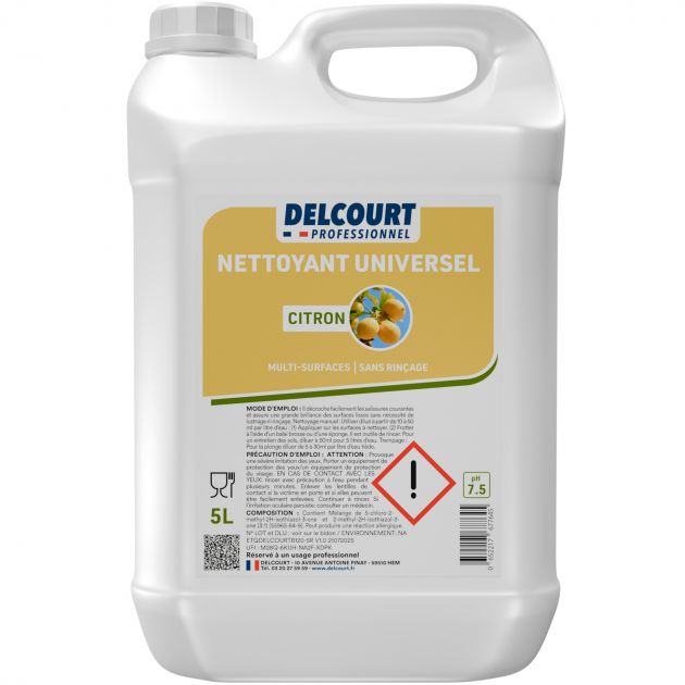 Nettoyant détergent universel concentré parfum citron HACCP 5 L