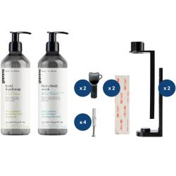 Kit savon liquide flacon distributeur pompe mural