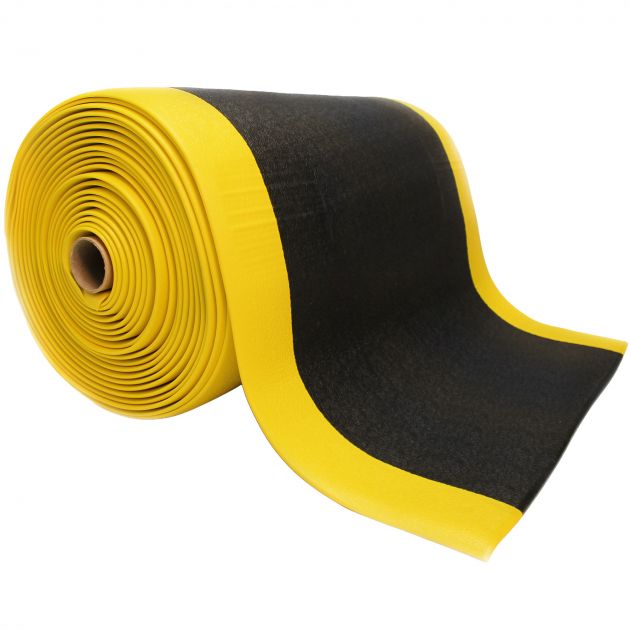 Tapis anti fatigue debout 90cm x18.3 m jaune et noir