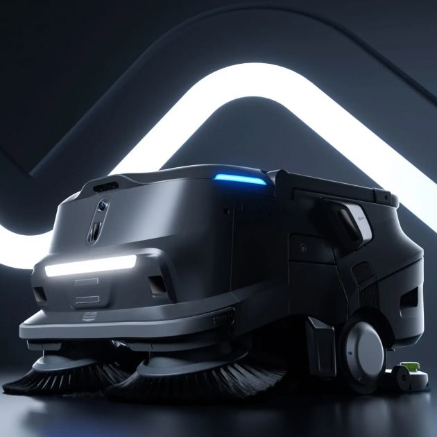 Balayeuse autonome grande capacité, conçue pour les grandes surfaces PUDU MT1 en situation