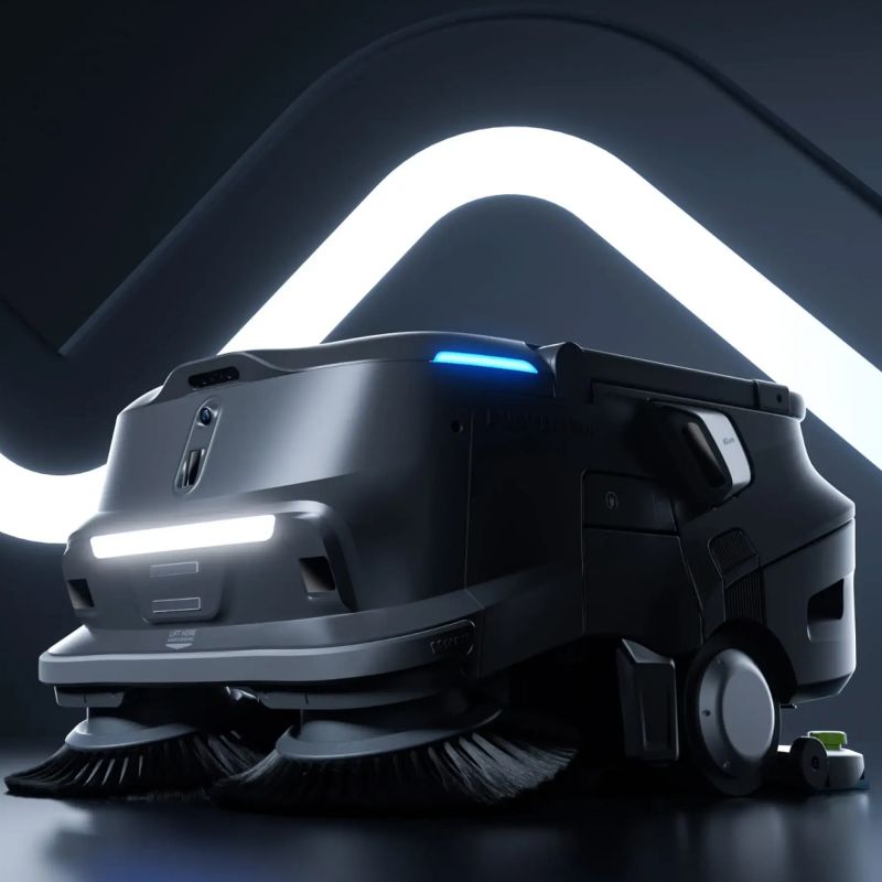 Balayeuse autonome grande capacité, conçue pour les grandes surfaces PUDU MT1 en situation