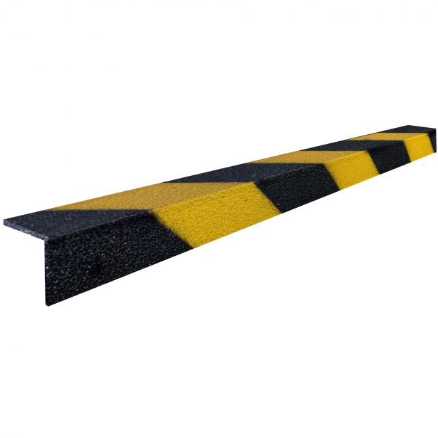 Nez de marche antidérapant pour escalier 55 x 55 mm 3/4 jaune et noir