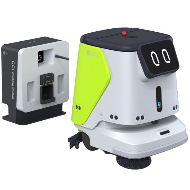 Robot laveur de sol professionnel PUDU CC1 3/4 et prise