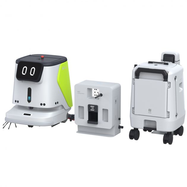 Robot laveur de sol professionnel PUDU CC1 blanc avec prise