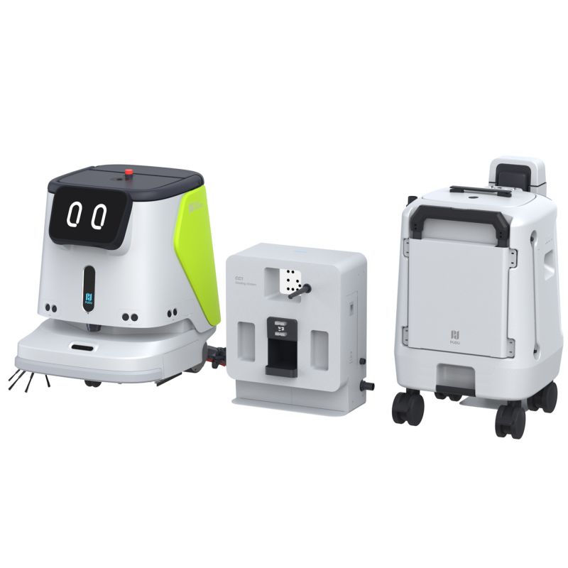 Robot laveur de sol professionnel PUDU CC1 blanc avec prise