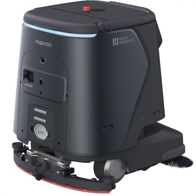 Robot laveur de sol professionnel PUDU CC1 noir 3/4 dos