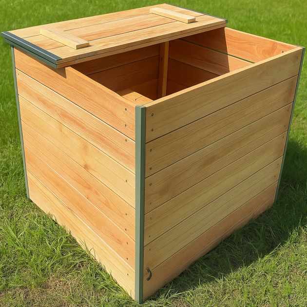 Composteur bois jardin 300 litres ambiance