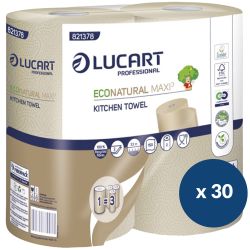 Essuie-tout 2 plis Eco Natural Lucart - colis de 30 rouleaux de 150 feuilles