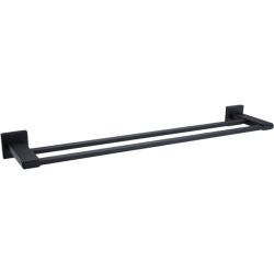 Barre porte serviette mural en inox noir mat 2 barres