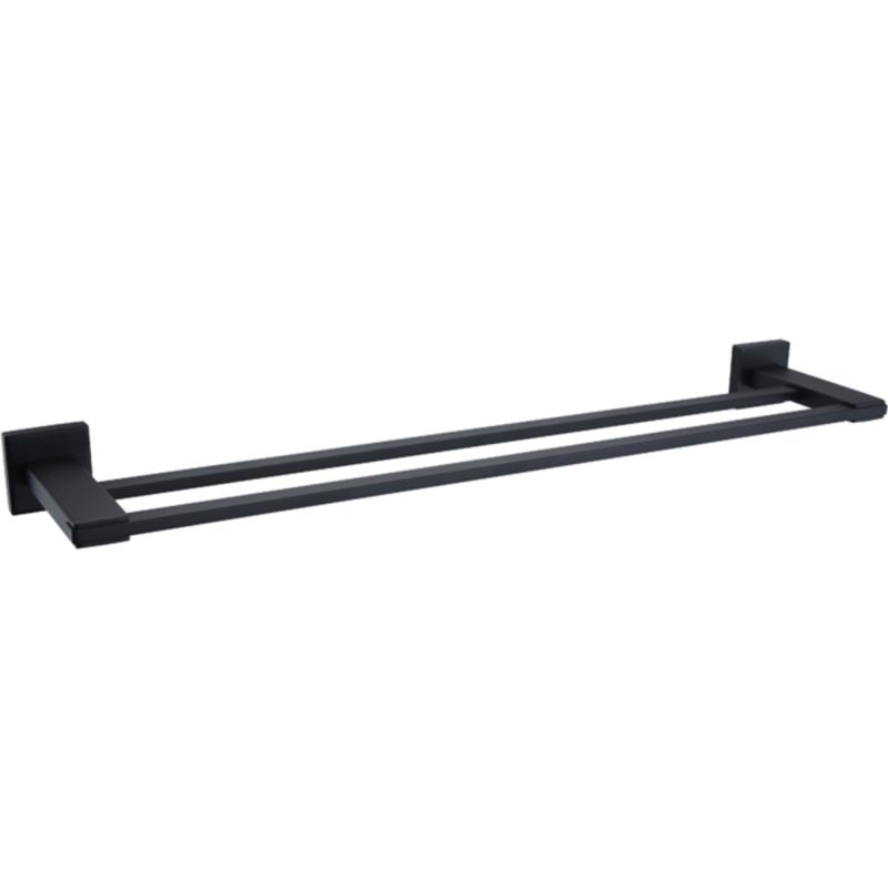 Barre porte serviette mural en inox noir mat 2 barres