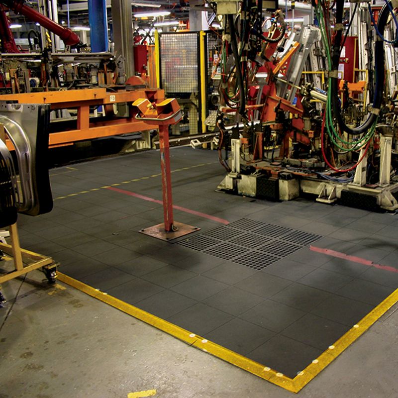 Bordure d'angle nitrile jaune pour dalles 0,9 m épaisseur 18 mm ambiance