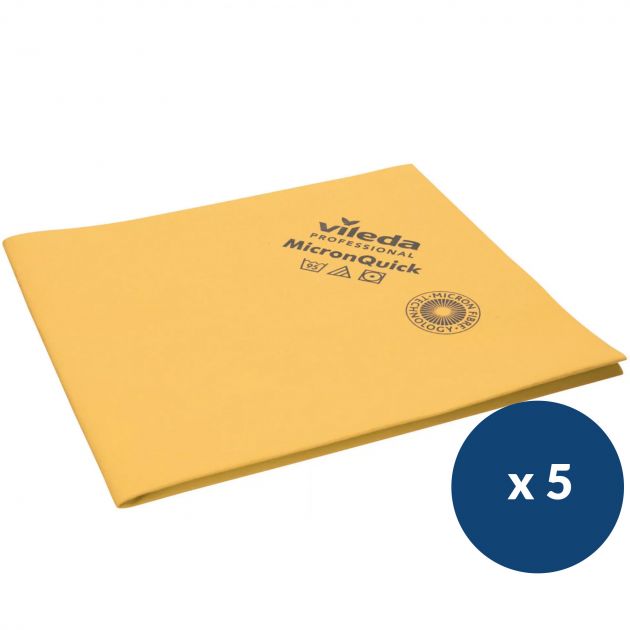 Lavette non-tissée microfibre Micron Quick Vileda - lot de 5 jaune