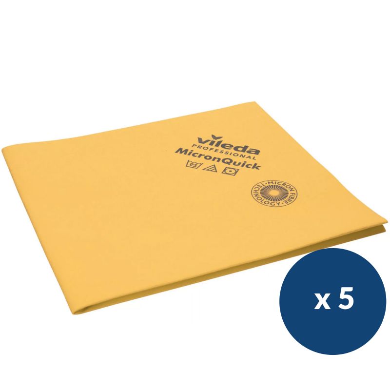Lavette non-tissée microfibre Micron Quick Vileda - lot de 5 jaune