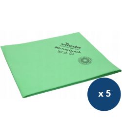 Lavette non-tissée microfibre Micron Quick Vileda - lot de 5 Vert