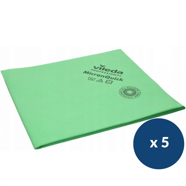 Lavette non-tissée microfibre Micron Quick Vileda - lot de 5 vert