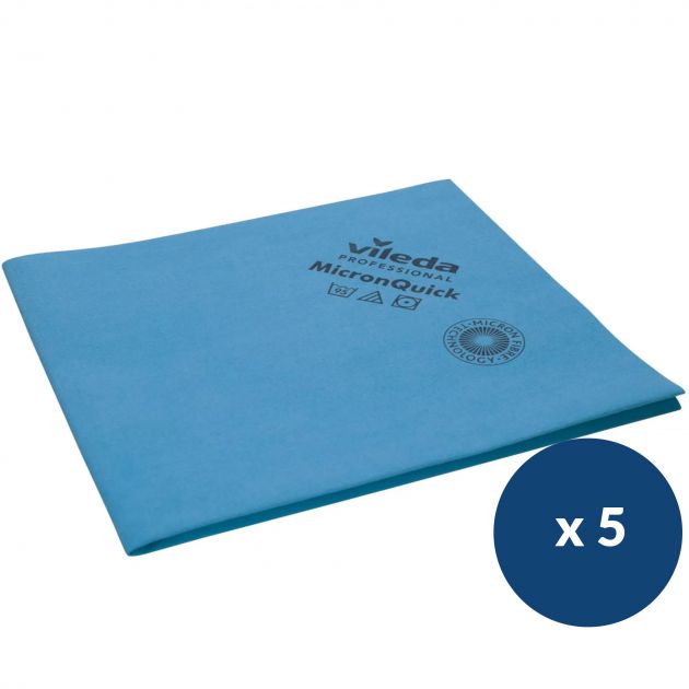 Lavette non-tissée microfibre Micron Quick Vileda - lot de 5 bleu