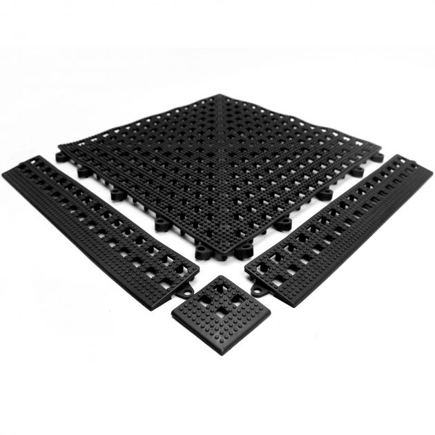 Bordure en angle pour dalle en vinyle épaisseur 13 mm noir ensemble