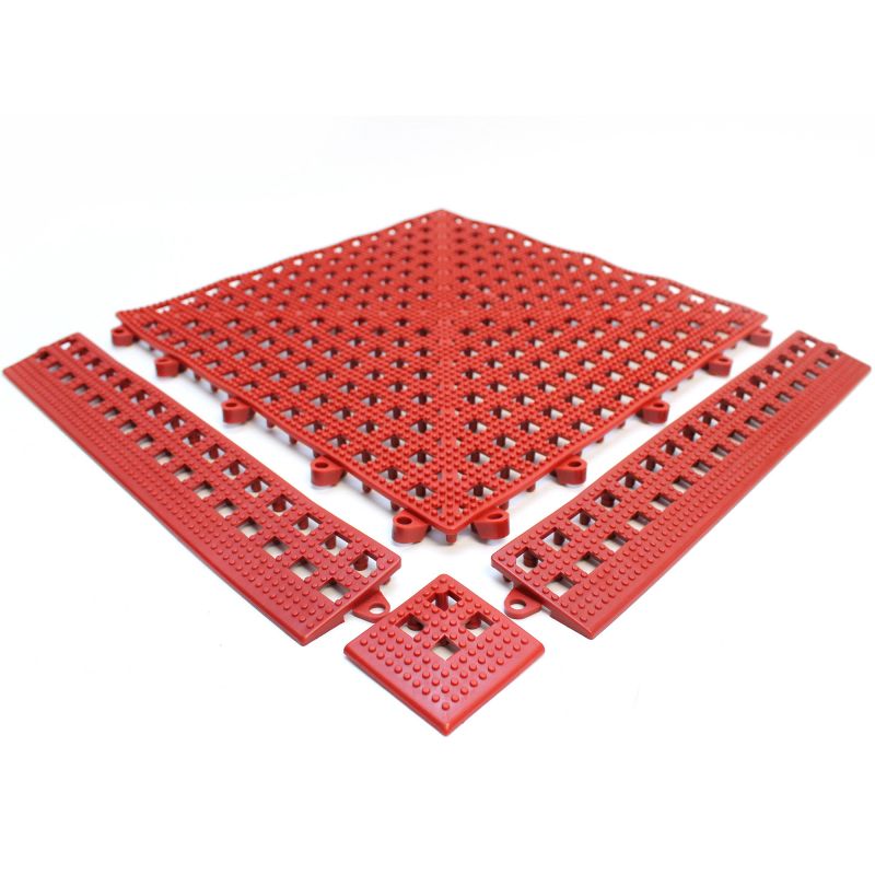 Bordure en angle pour dalle en vinyle épaisseur 13 mm rouge ensemble