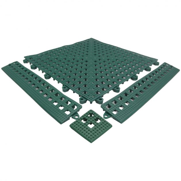 Bordure en angle pour dalle en vinyle épaisseur 13 mm vert ensemble