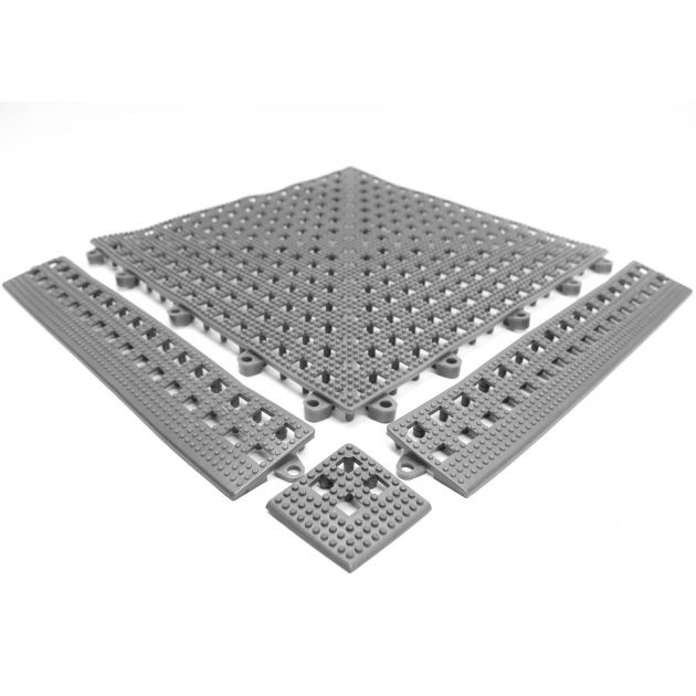 Bordure en angle pour dalle en vinyle épaisseur 13 mm gris ensemble