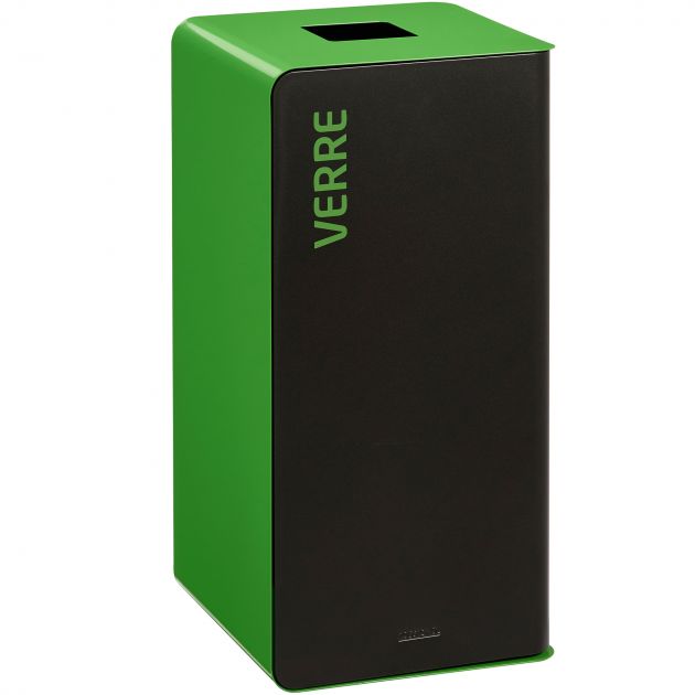 Poubelle de tri en métal gris Cubatri verre 40L/75L