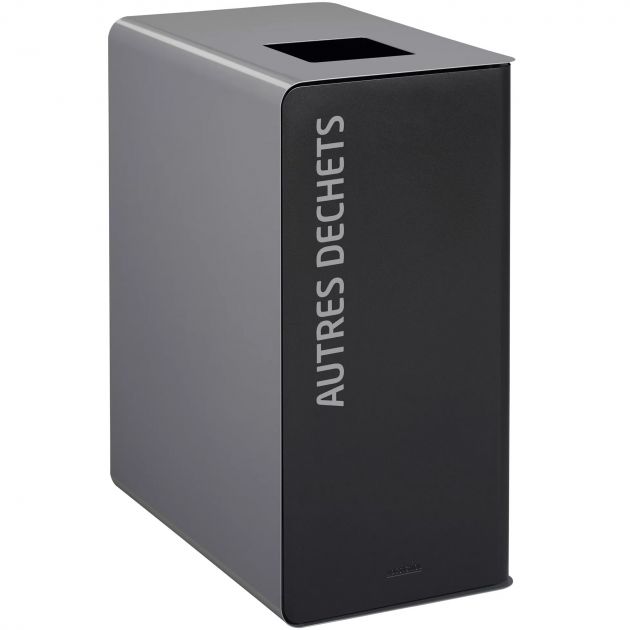 Poubelle de tri en métal gris Cubatri tout venant 65L/90L