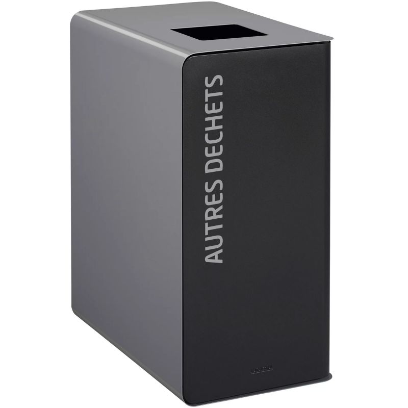 Poubelle de tri en métal gris Cubatri tout venant 65L/90L