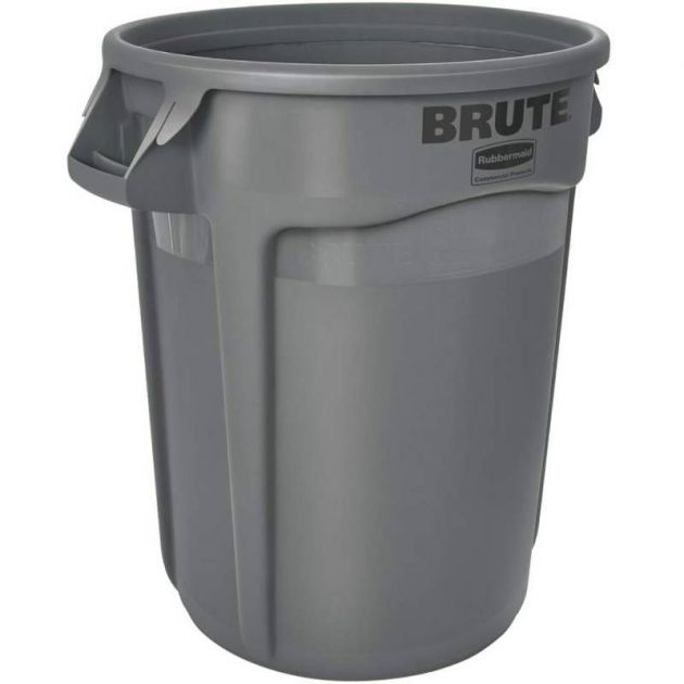 Poubelle ronde plastique BRUTE gris