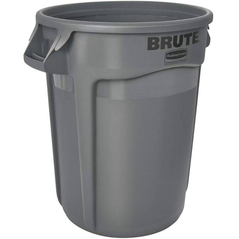 Poubelle ronde plastique BRUTE gris