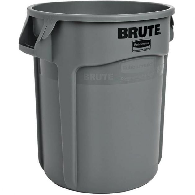 Poubelle ronde plastique BRUTE gris