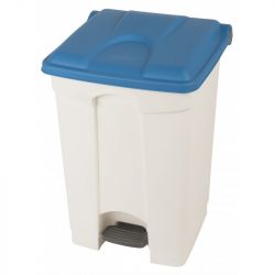 Poubelle de cuisine à pédale mobile plastique blanc Bleu 45 L