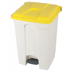 Poubelle de cuisine à pédale mobile plastique blanc Jaune 45 L